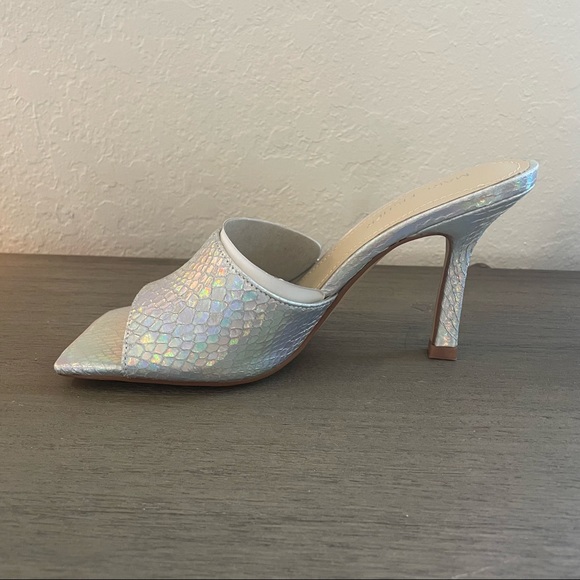 NWT Marc Fisher Danria Slip On Square Toe Silver Metallic Heels, Size 6 - Picture 7 of 10